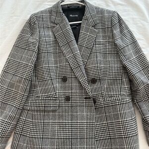 Madewell Women's Black and White Plaid Blazer